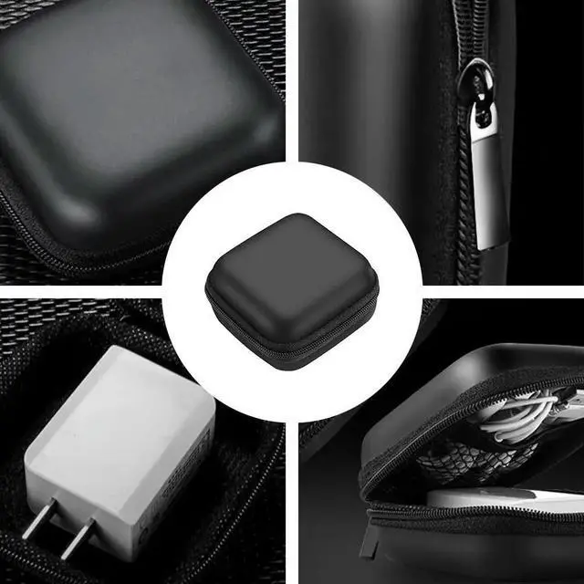 Alt view image 3 of 3 - 10Pcs Earphone Pouch Wear-Resistant PU Square Case Travel Carrying Bag Shockproof Data Cable Organizer