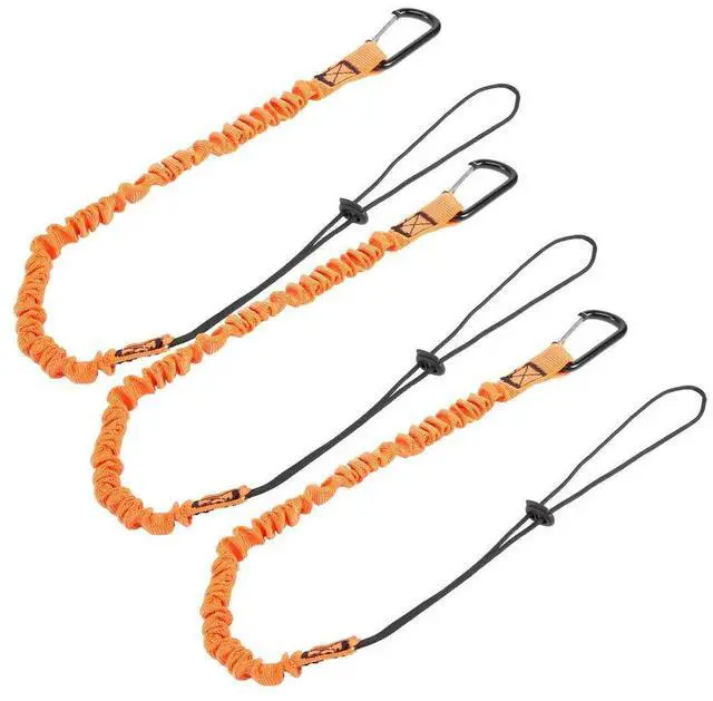 Alt view image 2 of 3 - Tool Lanyard,3 Pcs Safety Lanyard with Carabiner,Shock Absorbing Safety Lanyard Adjustable Safety Lanyard for Work Tools