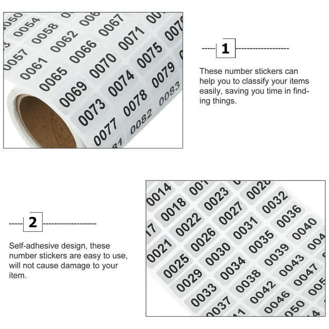 Alt view image 2 of 3 - Number Stickers Self-Adhesive Rectangular Removable PVC Number els for Organization Office School Use