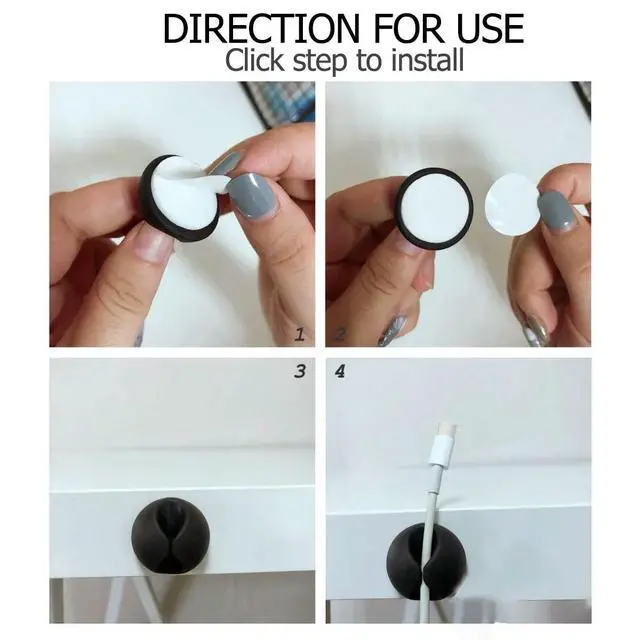 Alt view image 3 of 3 - 12Pcs Adhesive Cable Holder Premium Cable Organizer Clips for Home Office Desk Car USB Audio Cables Solution