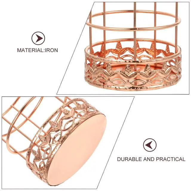 Alt view image 3 of 3 - Rose Gold Pen Holder l Mesh Design Crack Resistant Non-Slip Base Easy Clean Desk Organizer for Office Desk School Supplies