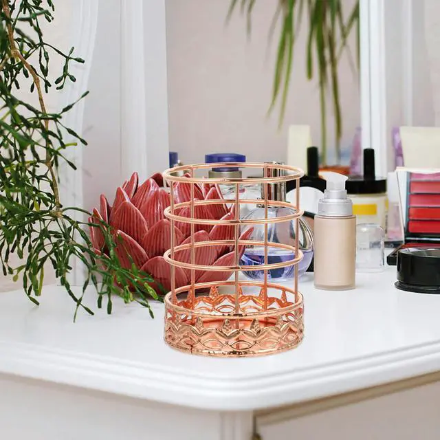 Alt view image 2 of 3 - Rose Gold Pen Holder l Mesh Design Crack Resistant Non-Slip Base Easy Clean Desk Organizer for Office Desk School Supplies