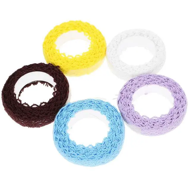 Alt view image 2 of 3 - 5 Rolls Self-Adhesive Lace Tape Cotton Material Decorative Lace Tapes for Cards Making Handicrafts Diaries Scrapbook Albums
