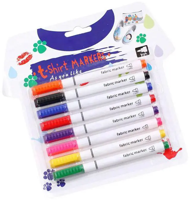 Alt view image 2 of 3 - 8Pcs Fabric Coloring Marker Pens DIY Cloth Quick Drying Fadeless Markers for Graffiti Painting Drawing Craft Art Supplies
