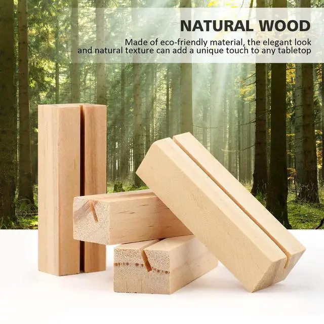 Alt view image 2 of 3 - 10Pcs Wooden Business Holder Thick Flat Base Unique Design Photo Stand Memo Card Display Organizer Table Holder for Office
