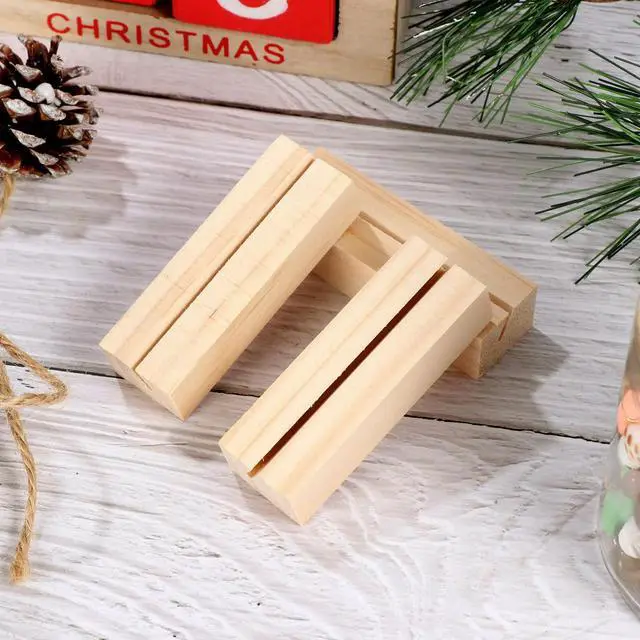 Main image of 10Pcs Wooden Business Holder Thick Flat Base Unique Design Photo Stand Memo Card Display Organizer Table Holder for Office
