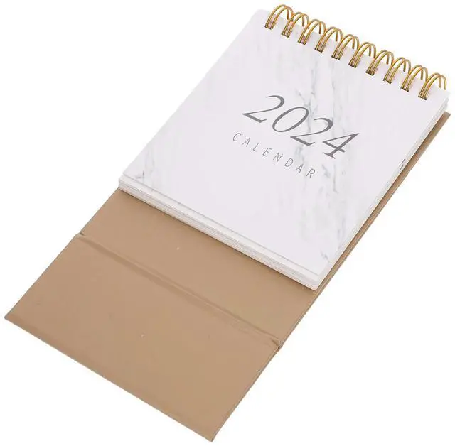 Main image of Marble Texture Monthly Desk Calendar Compact Size Standing Desktop Calendar Office Home School Office Supplies