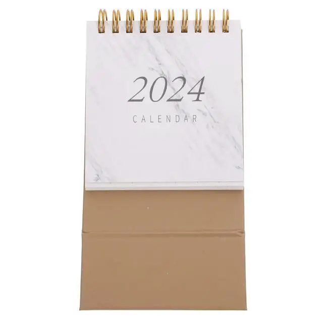 Alt view image 3 of 3 - Marble Texture Monthly Desk Calendar Compact Size Standing Desktop Calendar Office Home School Office Supplies