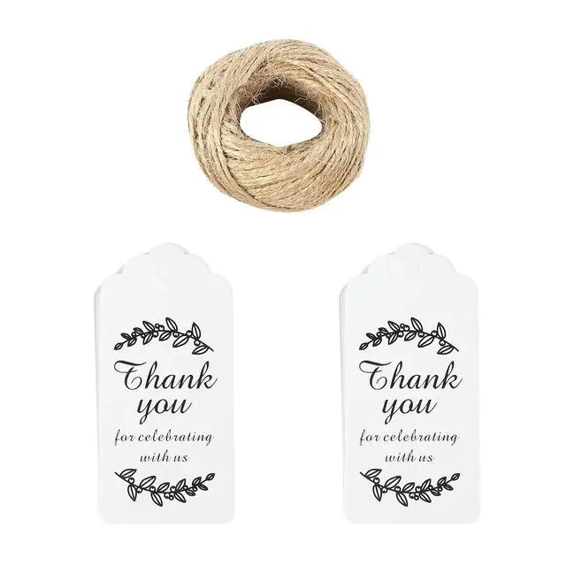 Alt view image 2 of 3 - 1Set Elegant Wedding Gift Tags Kraft Paper Hanging Pendant els with Natural Jute String for Gift Boxes Bottles Coat