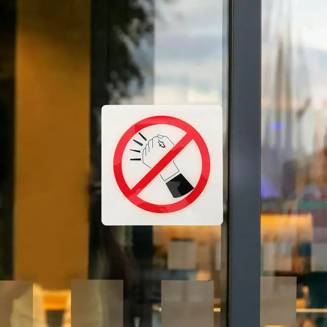 Alt view image 3 of 3 - Acrylic No Knocking Sign Heavy Duty Scratch Resistant SleFlat Surface Warning Indicator for Doors Walls Hotels Offices
