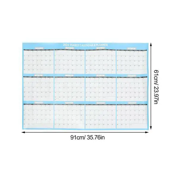 Alt view image 3 of 3 - Wall Calendar 2024 Hanging Monthly Planner Clear Printed Holiday Dates Blank Notes Section for Family Office Room Use Planning