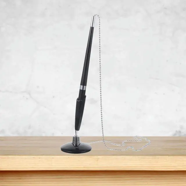 Main image of 2Pcs Counter Pen Delicate Chain Table Fixed Ballpoint Professional Business Writing Signature Pen Vertical Stand Office