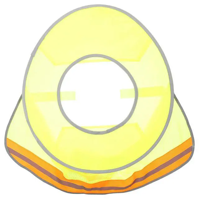 Alt view image 2 of 3 - Full Brim Shield for Safety Helmets Breathable Mesh Nape Protector Large Shade Diameter High Visibility Reflective Edging Neon