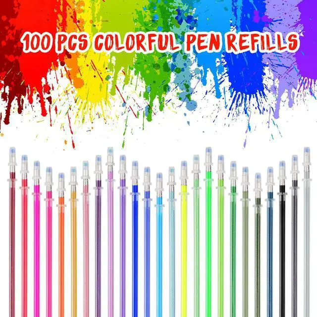 Alt view image 3 of 3 - 100Pcs Colored Gel Pen Refills 0.8mm Fine Tip Leakproof Ink Refills for Craft Drawing Journals Notes Gel Ink Pens