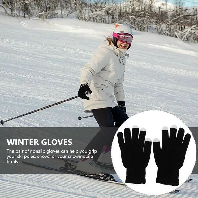 Alt view image 2 of 3 - 3Pairs Winter Touch Screen Gloves Waterproof Nonslip Palm Thickened Knitted Outdoor Sports Gloves for Snowy Damp Light Rainy