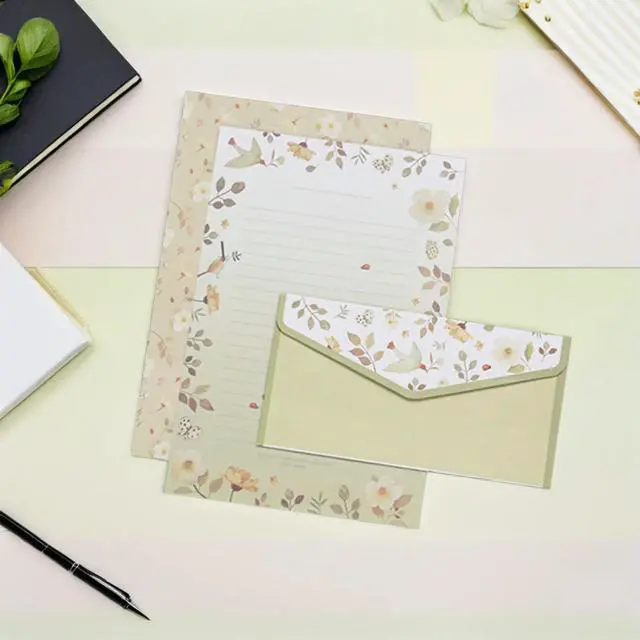 Alt view image 2 of 3 - 5Sets Flower Printing Envelope Letter Paper Kit Elegant Stationery 15 Envelopes 30 Sheets for Daily Writing Invitation Notes