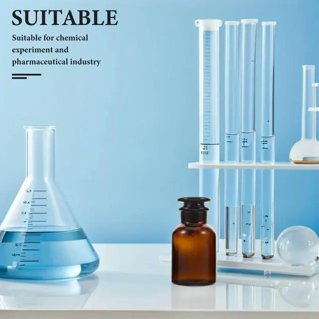Alt view image 3 of 3 - 3Pcs Brown Wide Mouth Glass Reagent Bottles Airtight Glass Stopper Dropper Bottles for Chemical Liquid