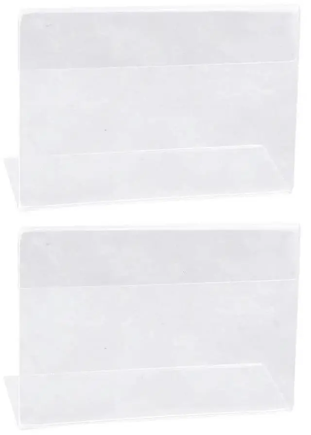 Alt view image 2 of 3 - 10Pcs Acrylic Display Stand Transparent High Clear L Shape Desktop Photo Paper Holder 90x60mm Office Store Meeting Room Show