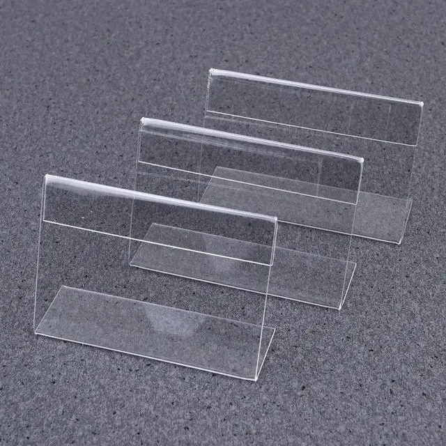 Main image of 10Pcs Acrylic Display Stand Transparent High Clear L Shape Desktop Photo Paper Holder 90x60mm Office Store Meeting Room Show