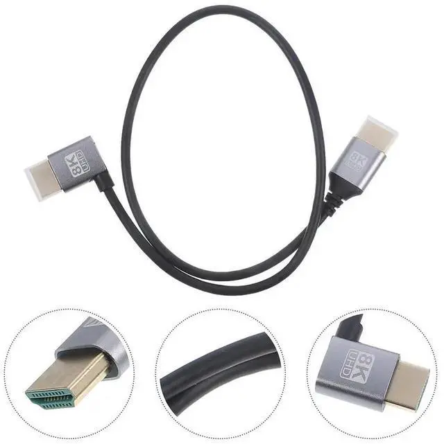 Main image of 8K Video Cable Left Angled Male to Male Display Connector Cable Monitor Wire for TV Computer Projector High Speed Video Cord