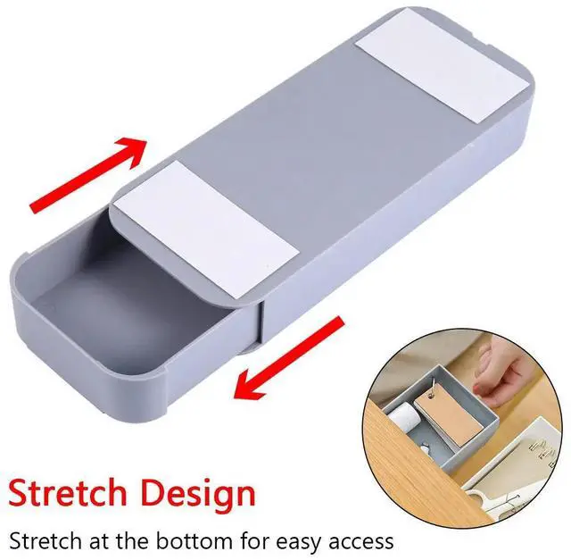 Alt view image 2 of 3 - 1Pcs Premium ABS Plastic Drawer Style Box for Pens Pencils Stationery Hidden Under Desk Organizer Small Space Saving