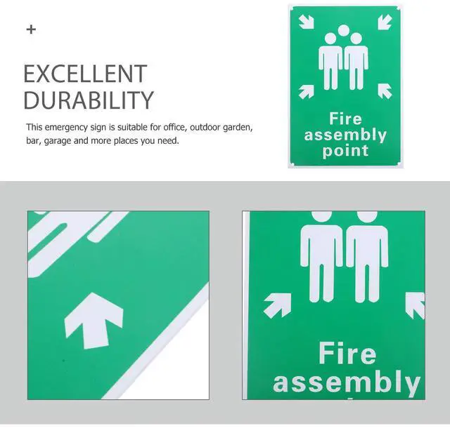 Alt view image 3 of 3 - Fire Assembly Point Sign PVC Sturdy Lightweight Emergency Safety Sign for Office Bar Garage Outdoor Fire Safety Warning Board