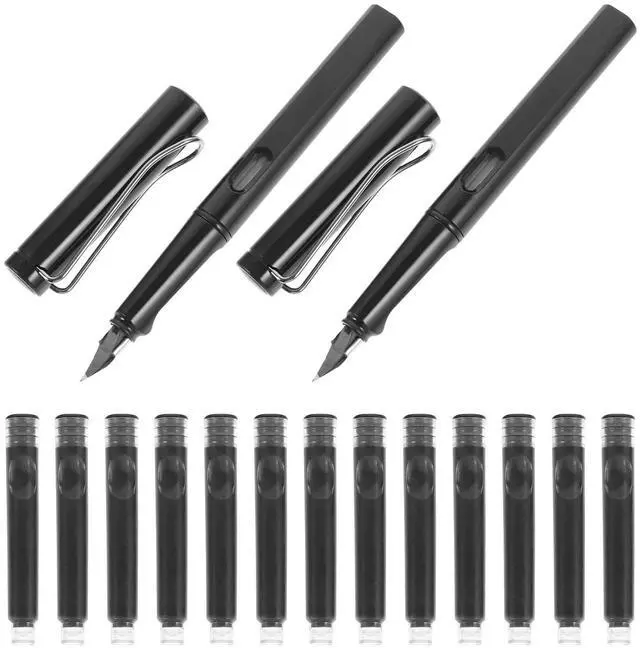 Alt view image 3 of 3 - 1Set Fountain Pen Compact ABS Carbon Material Comfortable Handle Fountain Pen Ink Cartridges School Office Gift