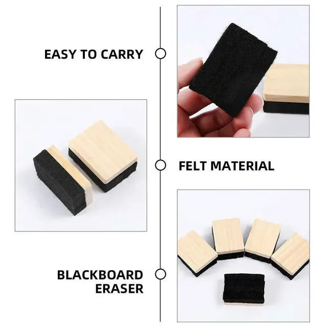 Alt view image 2 of 3 - 5Pcs Mini Wooden Blackboard Erasers Felt Padding Efficient Chalk Removal Chalkboard Eraser for Classroom School Supplies