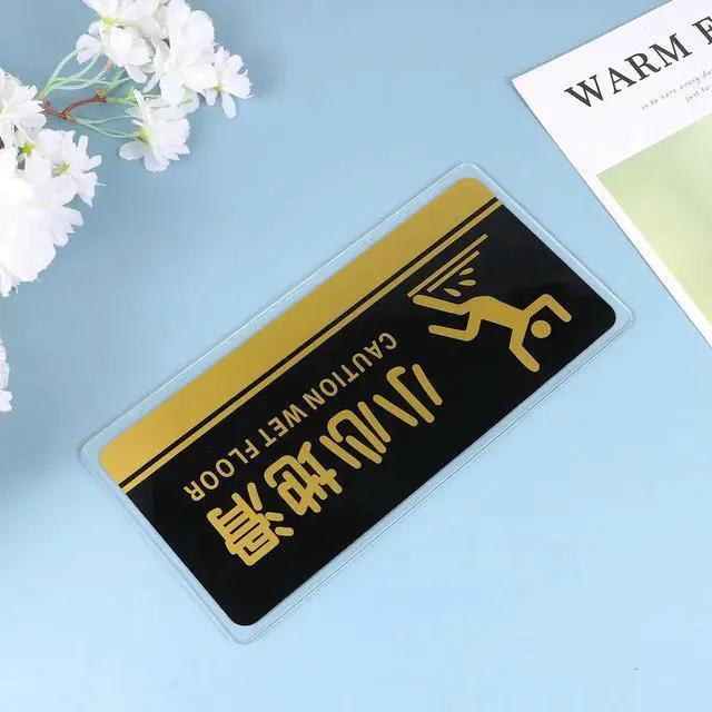 Main image of 2Pcs Swimming Pool Signboard Caution Wet Floor Sign Acrylic Adhesive Floor Safety Notice for Toilet Pool Kitchen
