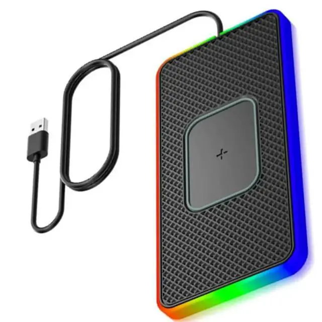 Alt view image 3 of 3 - RGB Atmosphere Light Emitter Car Silicone Pad Mobile Phone Charging Car Accessories