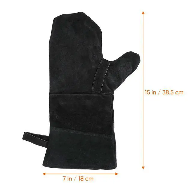 Alt view image 2 of 3 - Heat Resistant Cooking Gloves Heavy Duty Cowhide Split for Welding Soldering Carpentry Mechanical Work Safety