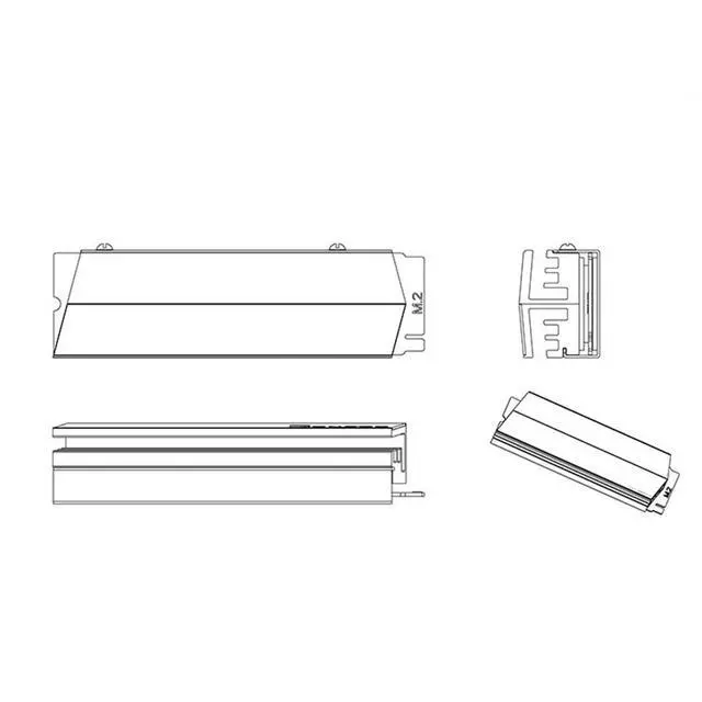 Alt view image 3 of 3 - SSD Heatsink M.2 2280 Aluminum Radiator with Thermal Conductive Silicone Wafer Anodized Sandblasted Finish for Passive Cooling