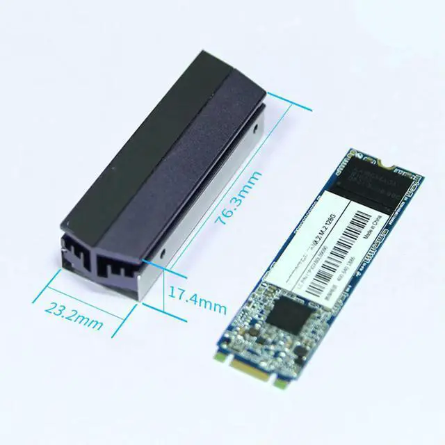 Alt view image 2 of 3 - SSD Heatsink M.2 2280 Aluminum Radiator with Thermal Conductive Silicone Wafer Anodized Sandblasted Finish for Passive Cooling