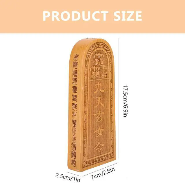 Alt view image 2 of 3 - Premium Wooden Taoist Token Statue Unique Chinese Token Shape Ornament for Home Decor Office Desk Balcony Garden Tabletop