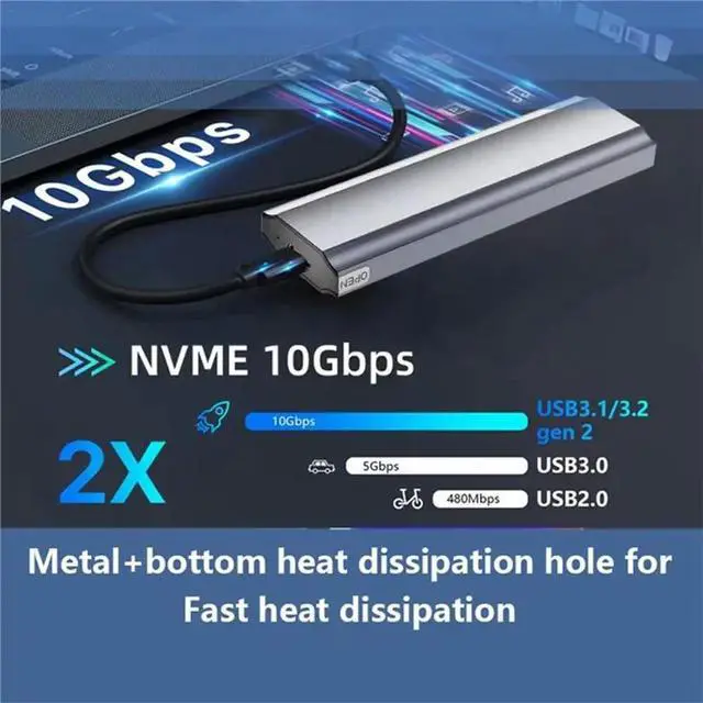 Alt view image 2 of 3 - NGFF Drive Enclosure NVME/NGFF Drive Enclosure Type-C 3.1 Solid State Drive Enclosure For Expansion