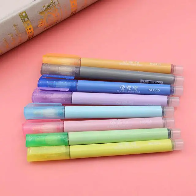 Alt view image 2 of 3 - 8Pcs Fluorescent Pens Premium Smooth Writing Highlighter Marker with Dual-Color Outline Effect for DIY Planner Greeting Cards