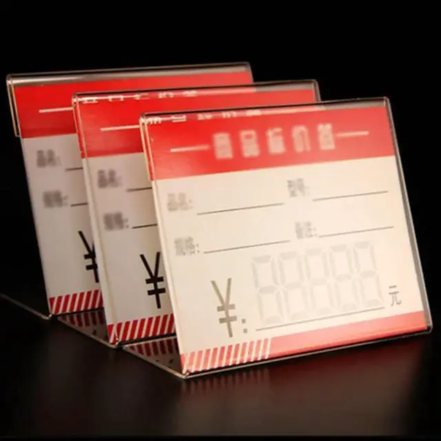 Main image of 20Pcs L-Style el Holder Acrylic Transparent Shelf Display Stand Price Tag Holder for Store Supermarket Mall Retail Clear Rack