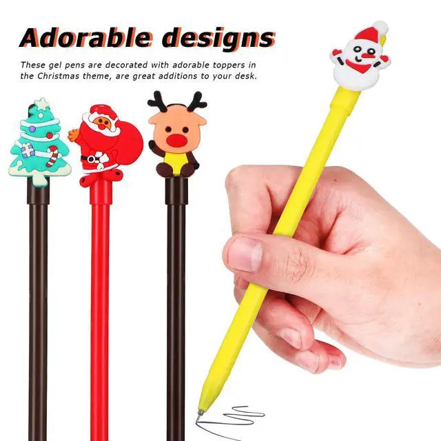 Alt view image 3 of 3 - 24Pcs Gel Pens Christmas Theme Set Tools Adorable Toppers Smooth Flow Ink Versatile for Office School Home Signature