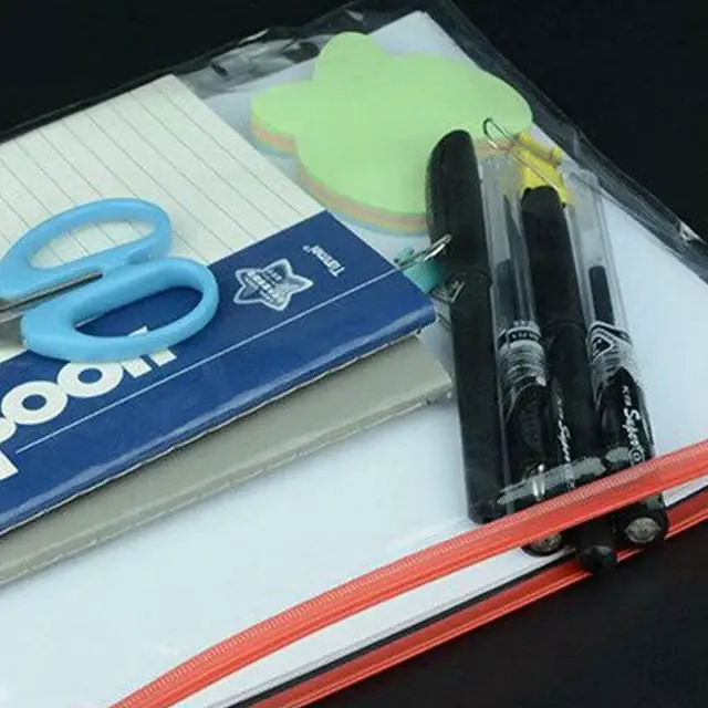 Alt view image 2 of 3 - 10Pcs File Bag Transparent Colored Zipper A4 Document Holder Reusable Pouch for School Office Stationery Organizer