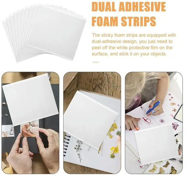 Alt view image 2 of 3 - 10 Sheets Adhesive Foam Strips Double Sided Foam Tape Cuttable Tearable for DIY Craft Scrapbooking Greeting Cards Home Office
