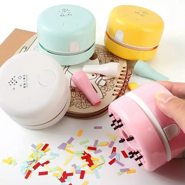 Main image of Mini Pink Desk Vacuum Cleaner Dust Collector Operated for Home Office Car Surface Table