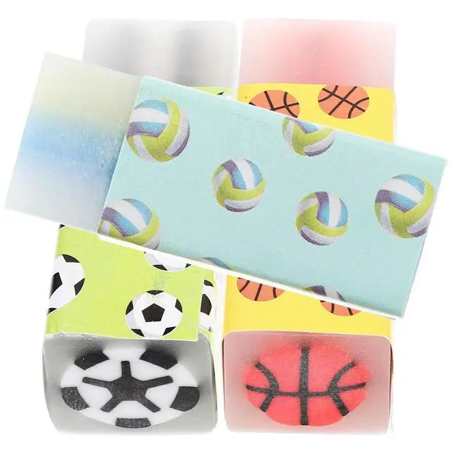 Alt view image 2 of 3 - 12Pcs Small Ball Erasers for Kids Adorable Cartoon Basketball Wear Resistant PVC Erasers for Students Teachers