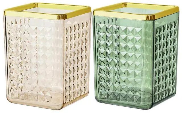 Alt view image 3 of 3 - 2Pcs Sturdy Plastic Makeup Brush Holder Organizer Pen Pencil Holder Lipstick Cup for Desk Bathroom Vanity