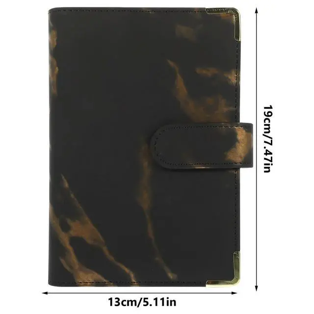 Alt view image 3 of 3 - A6 PU Binder Cover Marble Print High Durability Round Ring Notebook Cover Lightweight Anti Slip Business Card Pockets A6 Planner