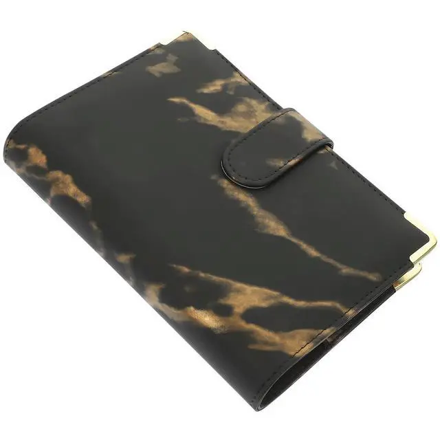 Alt view image 2 of 3 - A6 PU Binder Cover Marble Print High Durability Round Ring Notebook Cover Lightweight Anti Slip Business Card Pockets A6 Planner