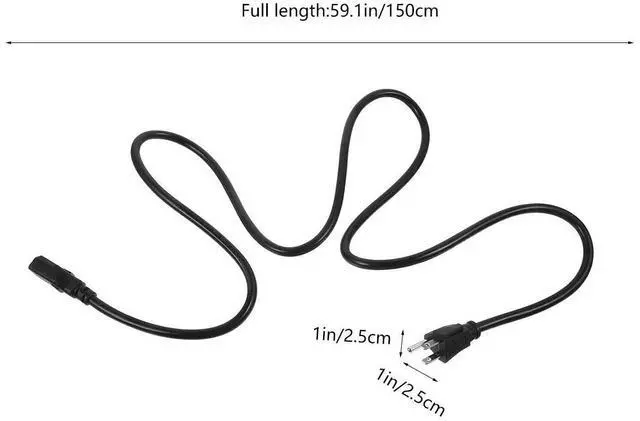 Alt view image 2 of 3 - 3-Prong Power Cord Replacement Thin Flat Plug for Low-Power Devices Lamp Radio Shaver TV Appliance Safe Plastic Jacket