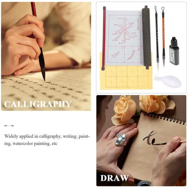Alt view image 3 of 3 - 1Set Water Writing Cloth Calligraphy Copybooks Calligraphy Practice Pen Brush Easy Reusable Safe for Kids Adults
