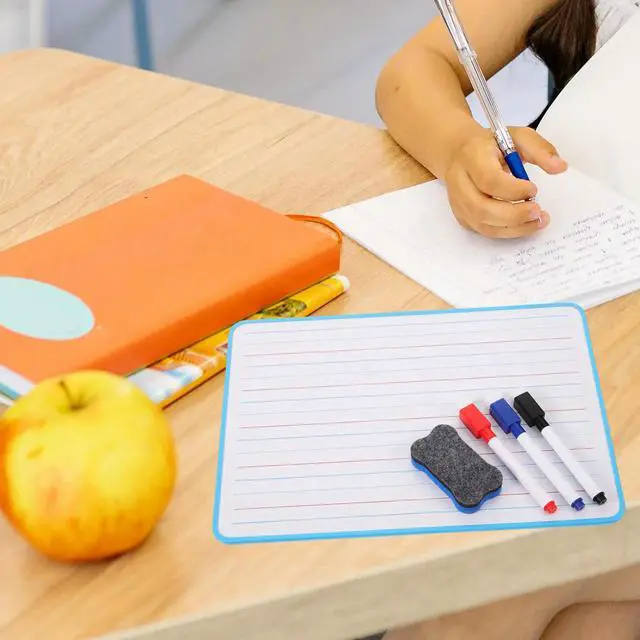 Alt view image 2 of 3 - Double Sided Small Lined Dry Erase White Board Lightweight Kids Students Creativity Drawing Board