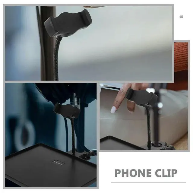 Alt view image 2 of 3 - 4Pcs Mic Stand Tray Phone Clip Hose Mount Flexible Rotatable Phone Holder for Live Streaming Recording Ring Light Setup