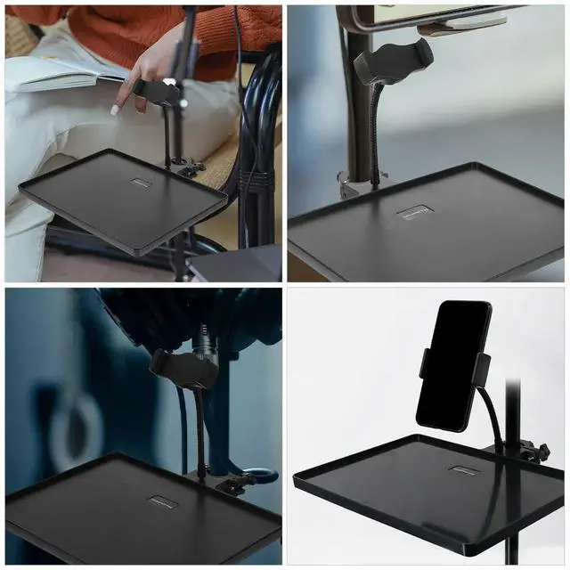 Alt view image 3 of 3 - 4Pcs Mic Stand Tray Phone Clip Hose Mount Flexible Rotatable Phone Holder for Live Streaming Recording Ring Light Setup